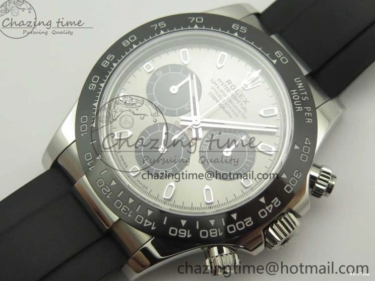 MiroTime 0217 Daytona 116519 Noob 1:1 Best Edition 904L SS Case Gray Black Dial on Black Rubber Strap SA4130 (Free Extra Strap) Durable 3336